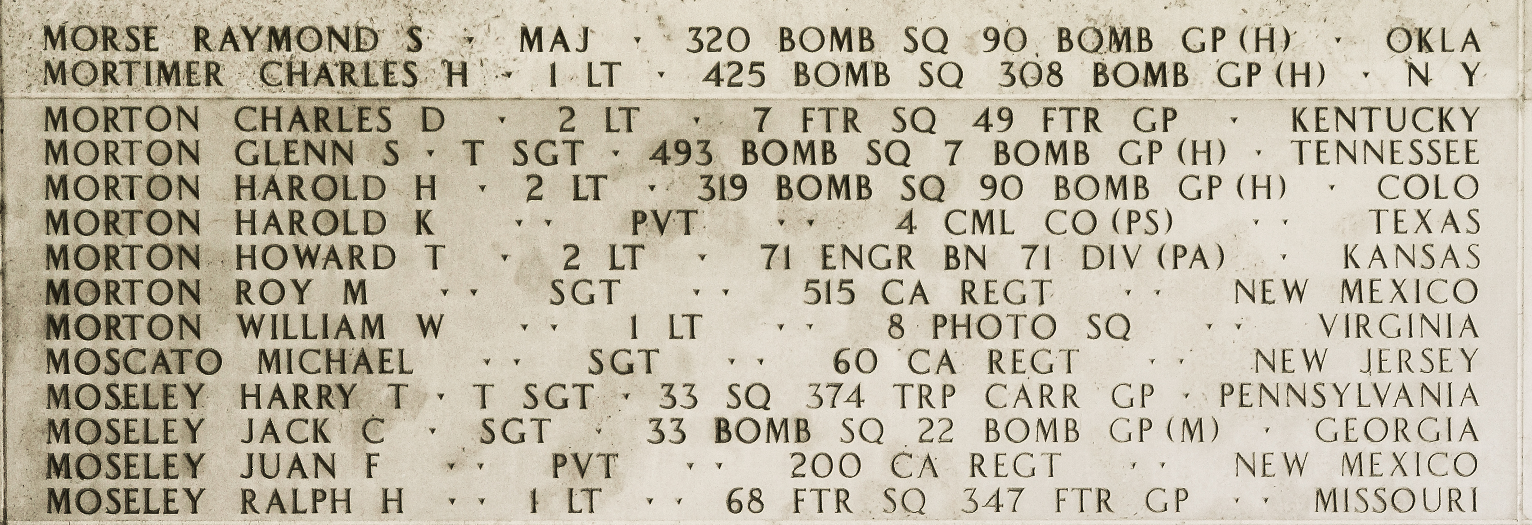 Harry T. Moseley, Technical Sergeant